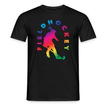 Field Hockey Player Silhouette Rainbow Effect - Men's T-Shirt - black - Front - AI Model Male 178 light (178cm)
