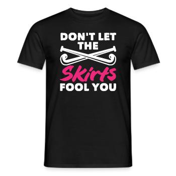Don't let skirts fool you - Men's T-Shirt - black - Front - AI Model Male 178 light (178cm)