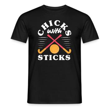 Feldhockey Spielerinnen Chicks With Sticks - Männer T-Shirt - Schwarz - Vorne - AI Model Male 178 light (178cm)