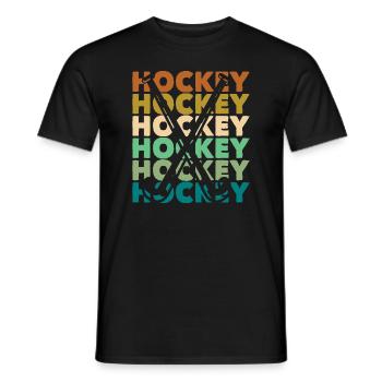 Field Hockey Player Retro Style - Men's T-Shirt - black - Front - AI Model Male 178 light (178cm)