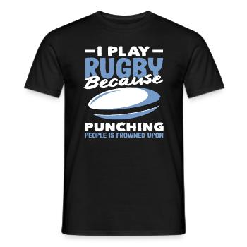Ich Spiele Rugby Spieler Weil Schlagen Nicht Gut - Männer T-Shirt - Schwarz - Vorne - AI Model Male 178 light (178cm)