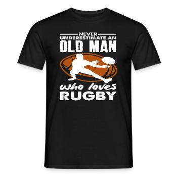 Unterschätze Niemals Einen Alten Rugby Spieler - Männer T-Shirt - Schwarz - Vorne - AI Model Male 178 light (178cm)