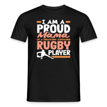 Proud mum of a fantastic rugby player - Men's T-Shirt - black - Front - AI Model Male 178 light (178cm)