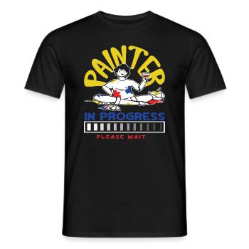 Painter In Progress Please Wait - Men's T-Shirt - black - Front - AI Model Male 178 light (178cm)