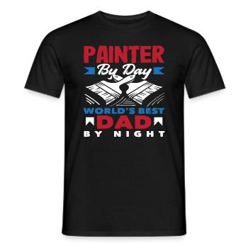 Peintre le jour Meilleur papa la nuit - T-shirt homme - noir - Devant - AI Model Male 178 light (178cm)