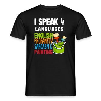 Je parle 4 langues Peintre Fun - T-shirt homme - noir - Devant - AI Model Male 178 light (178cm)