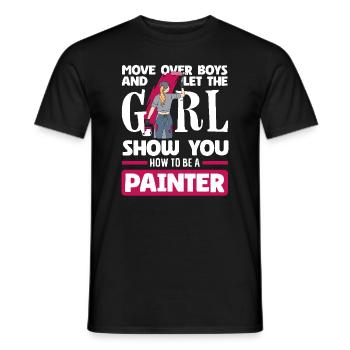 Girl shows you how you're a painter - Men's T-Shirt - black - Front - AI Model Male 178 light (178cm)