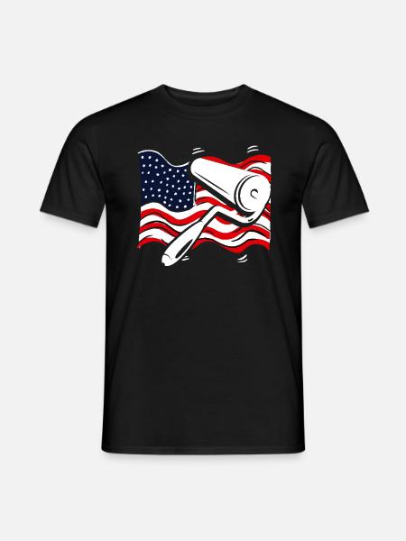 Painter with American Flag - Men's T-Shirt - black