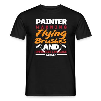 Peintre Avertissement Pinceaux volants Langue - T-shirt homme - noir - Devant - AI Model Male 178 light (178cm)