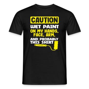 Attention aux peintres Peinture humide partout - T-shirt homme - noir - Devant - AI Model Male 178 light (178cm)