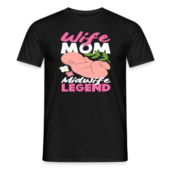 Sage-femme maman femme légende - T-shirt homme - noir - Devant - AI Model Male 178 light (178cm)