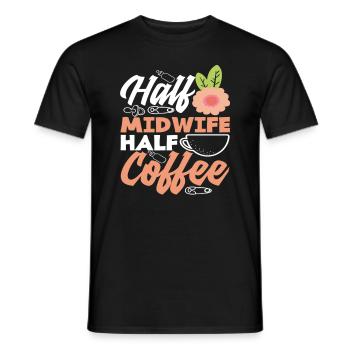 Half midwife, half coffee - Men's T-Shirt - black - Front - AI Model Male 178 light (178cm)