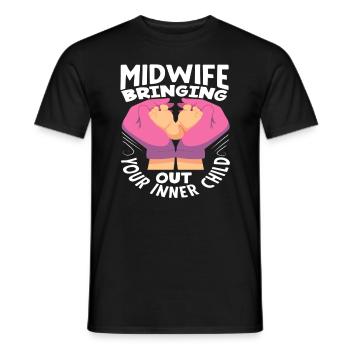 Midwife brings out your inner child - Men's T-Shirt - black - Front - AI Model Male 178 light (178cm)