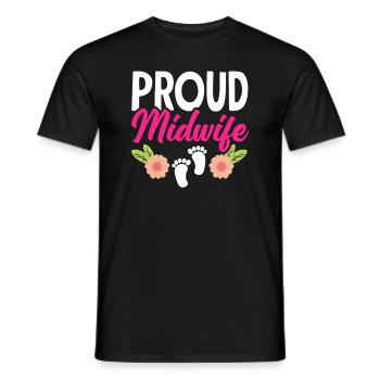 Sage-femme fière avec motif floral - T-shirt homme - noir - Devant - AI Model Male 178 light (178cm)