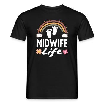 Vie de sage-femme Pieds arc-en-ciel - T-shirt homme - noir - Devant - AI Model Male 178 light (178cm)