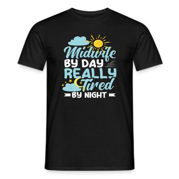 Sage-femme le jour, vraiment fatiguée la nuit - T-shirt homme - noir - Devant - AI Model Male 178 light (178cm)