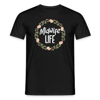 Motif de couronne de fleurs de la vie de sage-femme - T-shirt homme - noir - Devant - AI Model Male 178 light (178cm)