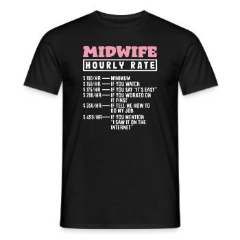 Sage-femme Taux horaire Dicton humoristique - T-shirt homme - noir - Devant - AI Model Male 178 light (178cm)