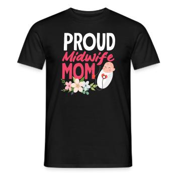 Sage-femme fière maman fleurs amour - T-shirt homme - noir - Devant - AI Model Male 178 light (178cm)