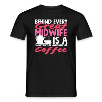 Derrière chaque grande sage-femme, il y a beaucoup de café - T-shirt homme - noir - Devant - AI Model Male 178 light (178cm)