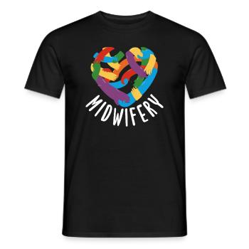 Sage-femme Cœur Mains Diversité Sage-femme - T-shirt homme - noir - Devant - AI Model Male 178 light (178cm)