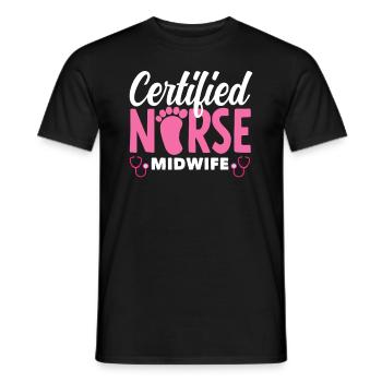 Sage-femme certifiée Stolz - T-shirt homme - noir - Devant - AI Model Male 178 light (178cm)