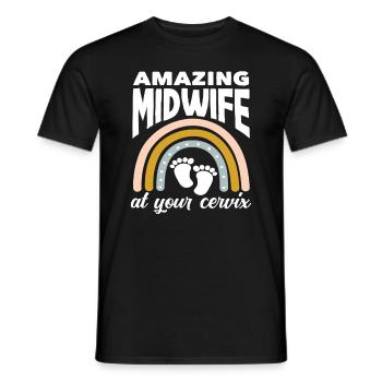 Sage-femme incroyable avec du cœur et de l’humour - T-shirt homme - noir - Devant - AI Model Male 178 light (178cm)