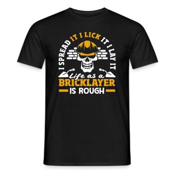 Mason Life Is Rough Skull Humor - Men's T-Shirt - black - Front - AI Model Male 178 light (178cm)