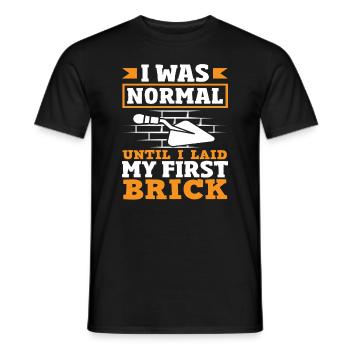 Maçon J’étais normal jusqu’à ce que j’aie ma première pierre - T-shirt homme - noir - Devant - AI Model Male 178 light (178cm)