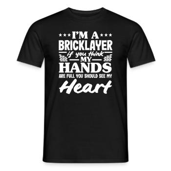 Maçon, mes mains sont pleines, voici mon cœur - T-shirt homme - noir - Devant - AI Model Male 178 light (178cm)