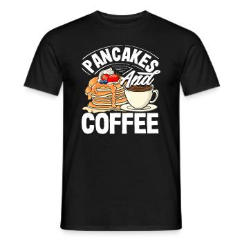 Pancakes and coffee for breakfast lovers - Men's T-Shirt - black - Front - AI Model Male 178 light (178cm)