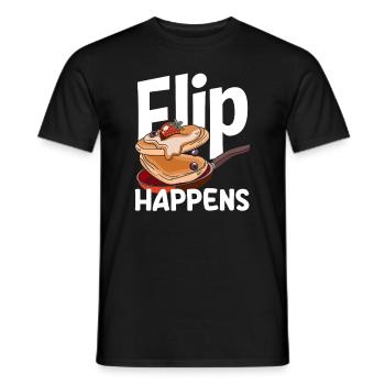 Pancakes Flip Happens Funny Breakfast Design - Men's T-Shirt - black - Front - AI Model Male 178 light (178cm)