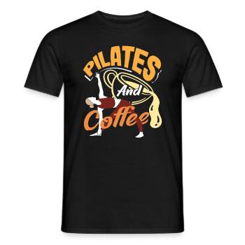 Pilates and coffee for morning routine - Men's T-Shirt - black - Front - AI Model Male 178 light (178cm)