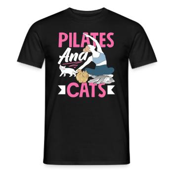 Pilates et chats pour se détendre - T-shirt homme - noir - Devant - AI Model Male 178 light (178cm)