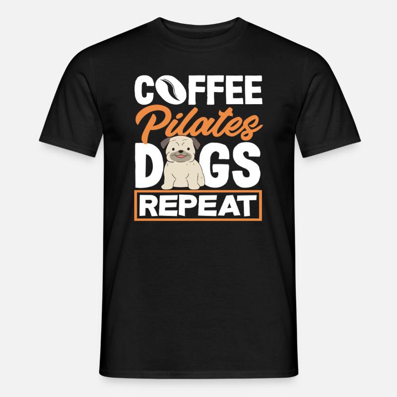 Pilates Café Chiens Répéter - T-shirt homme - noir