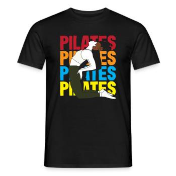 Motif coloré pour les amateurs de Pilates pour votre entraînement - T-shirt homme - noir - Devant - AI Model Male 178 light (178cm)