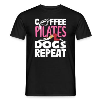 Pilates Coffee Dogs Repeat - Men's T-Shirt - black - Front - AI Model Male 178 light (178cm)
