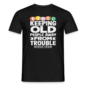 Le bingo permet aux personnes âgées d’éviter les ennuis depuis 1929 - T-shirt homme - noir - Devant - AI Model Male 178 light (178cm)