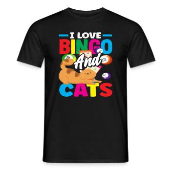 Les joueurs de bingo adorent les chats et le bingo - T-shirt homme - noir - Devant - AI Model Male 178 light (178cm)