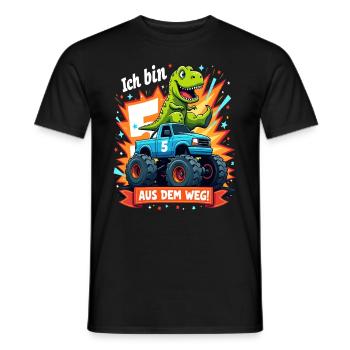 Dinosaur 5th Birthday Monster Truck - Men's T-Shirt - black - Front - AI Model Male 178 light (178cm)