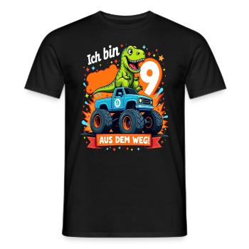 Dinosaur 9th Birthday Monster Truck - Men's T-Shirt - black - Front - AI Model Male 178 light (178cm)