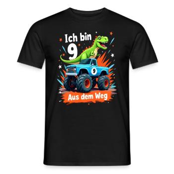 Dinosaur 9th Birthday Monster Truck - Men's T-Shirt - black - Front - AI Model Male 178 light (178cm)