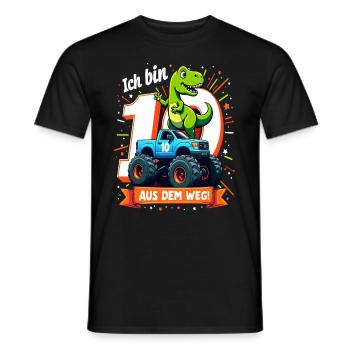 Dinosaur 10th Birthday Monster Truck - Men's T-Shirt - black - Front - AI Model Male 178 light (178cm)