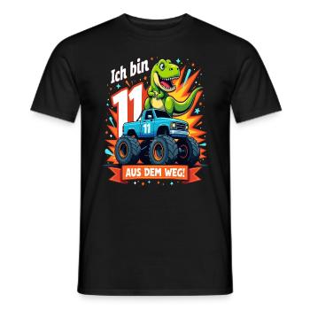 Dinosaur 11th Birthday Monster Truck - Men's T-Shirt - black - Front - AI Model Male 178 light (178cm)