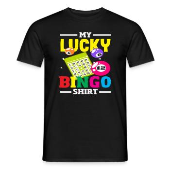 Joueur de bingo porte-bonheur chemise design - T-shirt homme - noir - Devant - AI Model Male 178 light (178cm)
