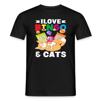 Les joueurs de bingo adorent les chats et le bingo - T-shirt homme - noir - Devant - AI Model Male 178 light (178cm)