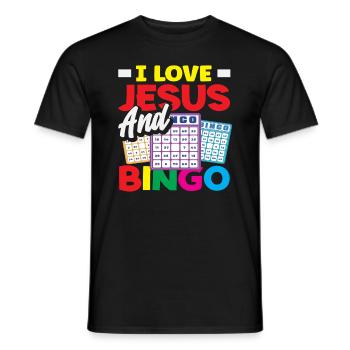 I Love Jesus and Bingo Player Joy - Men's T-Shirt - black - Front - AI Model Male 178 light (178cm)