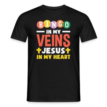Bingo In My Veins Jesus Heart Bingo Players - Men's T-Shirt - black - Front - AI Model Male 178 light (178cm)