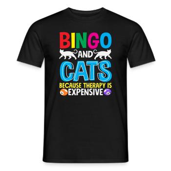 Les joueurs de bingo et les chats parce que la thérapie coûte cher - T-shirt homme - noir - Devant - AI Model Male 178 light (178cm)
