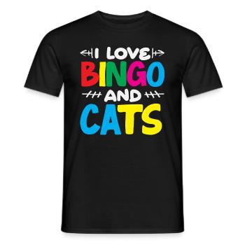 Joueurs de bingo - J’aime le bingo et les chats - T-shirt homme - noir - Devant - AI Model Male 178 light (178cm)